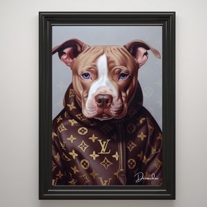 Louie The Pitbull Art Print Great Gift for Pitbull Lovers 11x14 Print